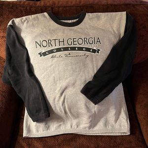 University of North Georgia black and grey baseball sleeve sweatshirt